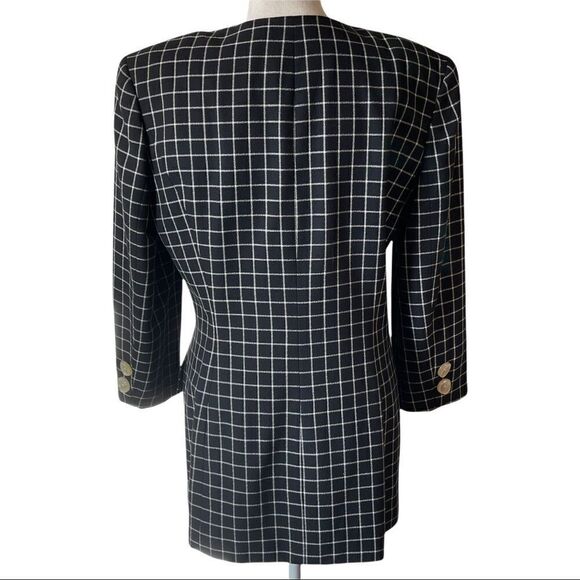 Alvin Bell New York Vintage B&W Plaid Blazer Size 10 - Picture 3 of 14